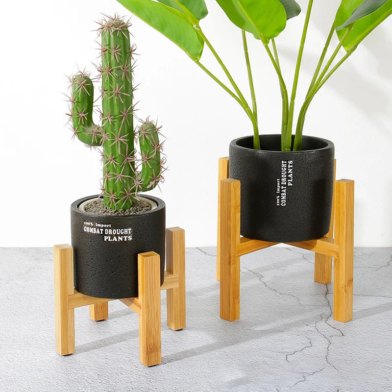 Bandejas para macetas de madera pequeñas y duraderas, soporte para macetas, soporte para bonsáis independiente y resistente, soporte para plantas de exhibición para interiores y jardines del hogar