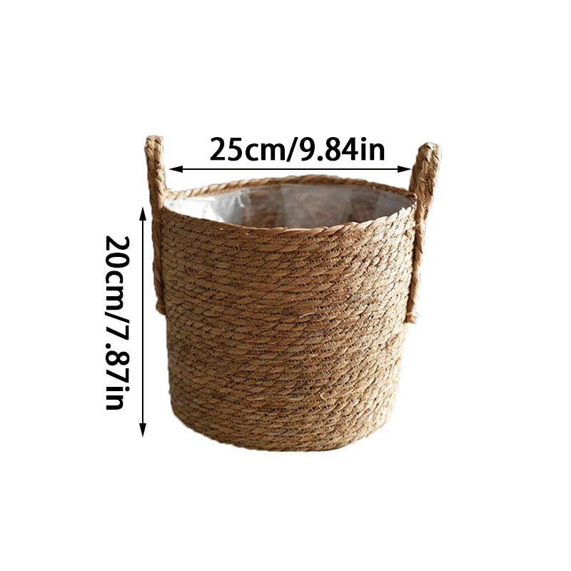 1PC Nordic Handmade Straw Woven Flower Pot Planter