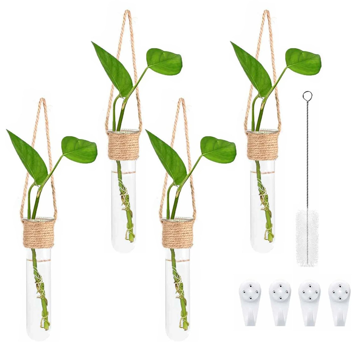 4pcs Wall Hanging Glass Planter Wall Mounted Decorative Flower Vase Set Small Wall Vase Window Decoration