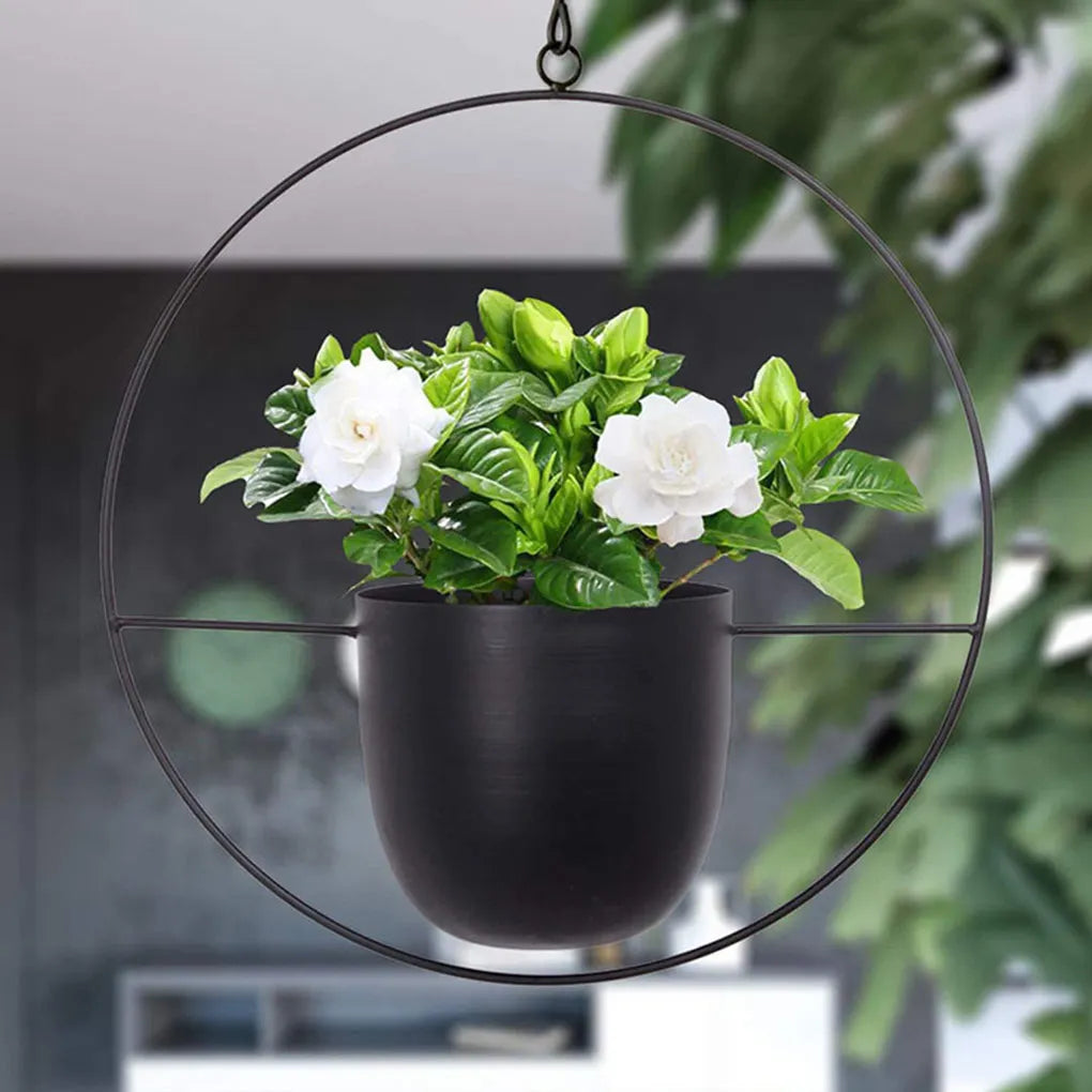 Nordic Metal Hanging Chain Flower Basket Plant Hanging Planter Garden Pot Flower Vase Holder Home Balcony Decoration