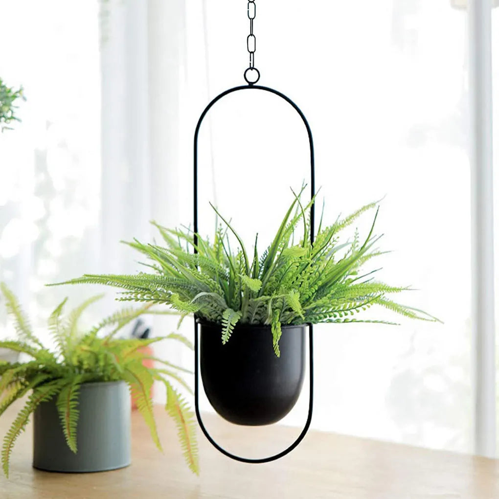 Nordic Metal Hanging Chain Flower Basket Plant Hanging Planter Garden Pot Flower Vase Holder Home Balcony Decoration