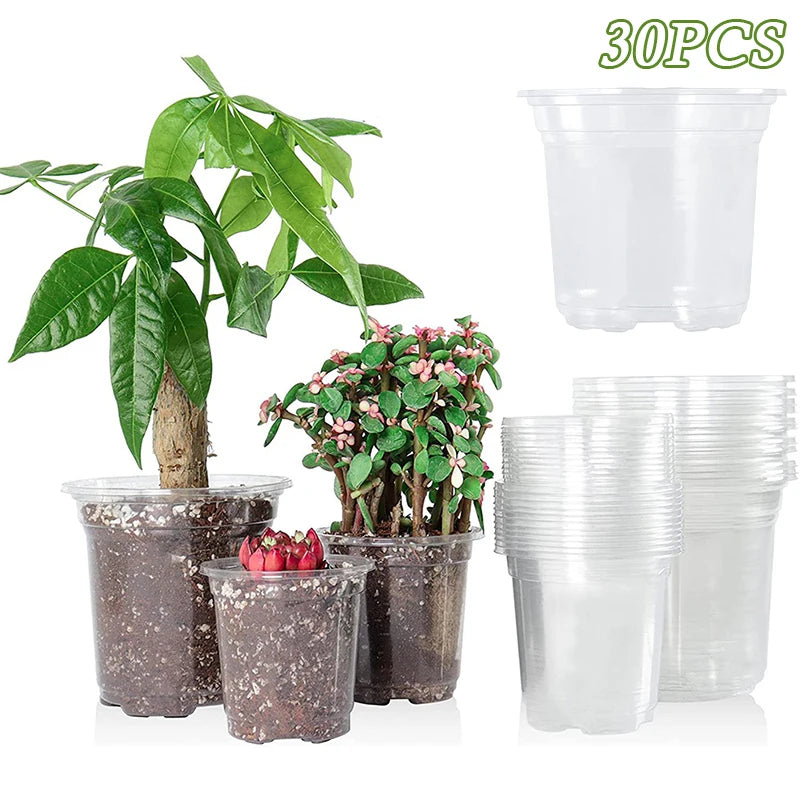 10/30pcs Clear Nursery Pots Home Garden Round Planter Pot Transparent Orchid Nursery Cup Planter Container Flower Starting Pots