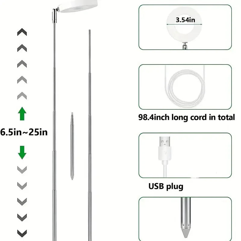 Lámpara LED de espectro completo para cultivo de plantas, lámpara de cultivo regulable y ajustable, lámpara LED hidropónica con temporizador para plantas de interior