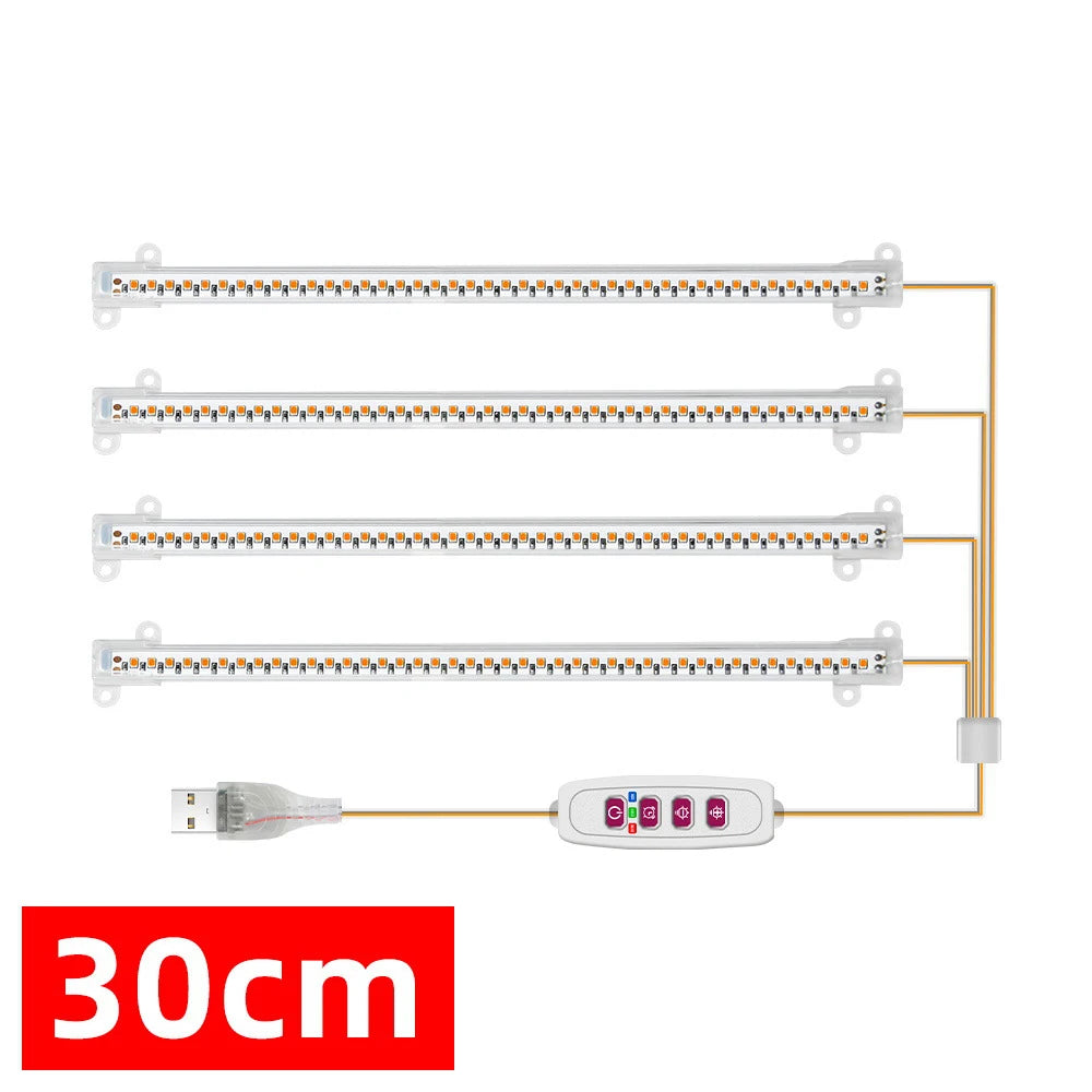 Tiras de luz LED para cultivo de plantas de interior, 1/2/3/4 LED, lámpara fito con USB de espectro completo, temporizador regulable, lámpara para cultivo de plántulas, verduras y flores