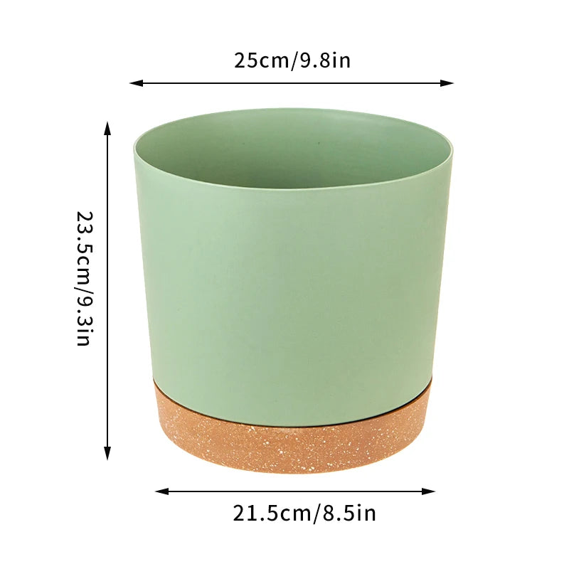 Plastic Flowerpot Circular Large POTS Balcony Courtyard Bonsai Potted Succulent Planter with Drainage Tray Home Decoration