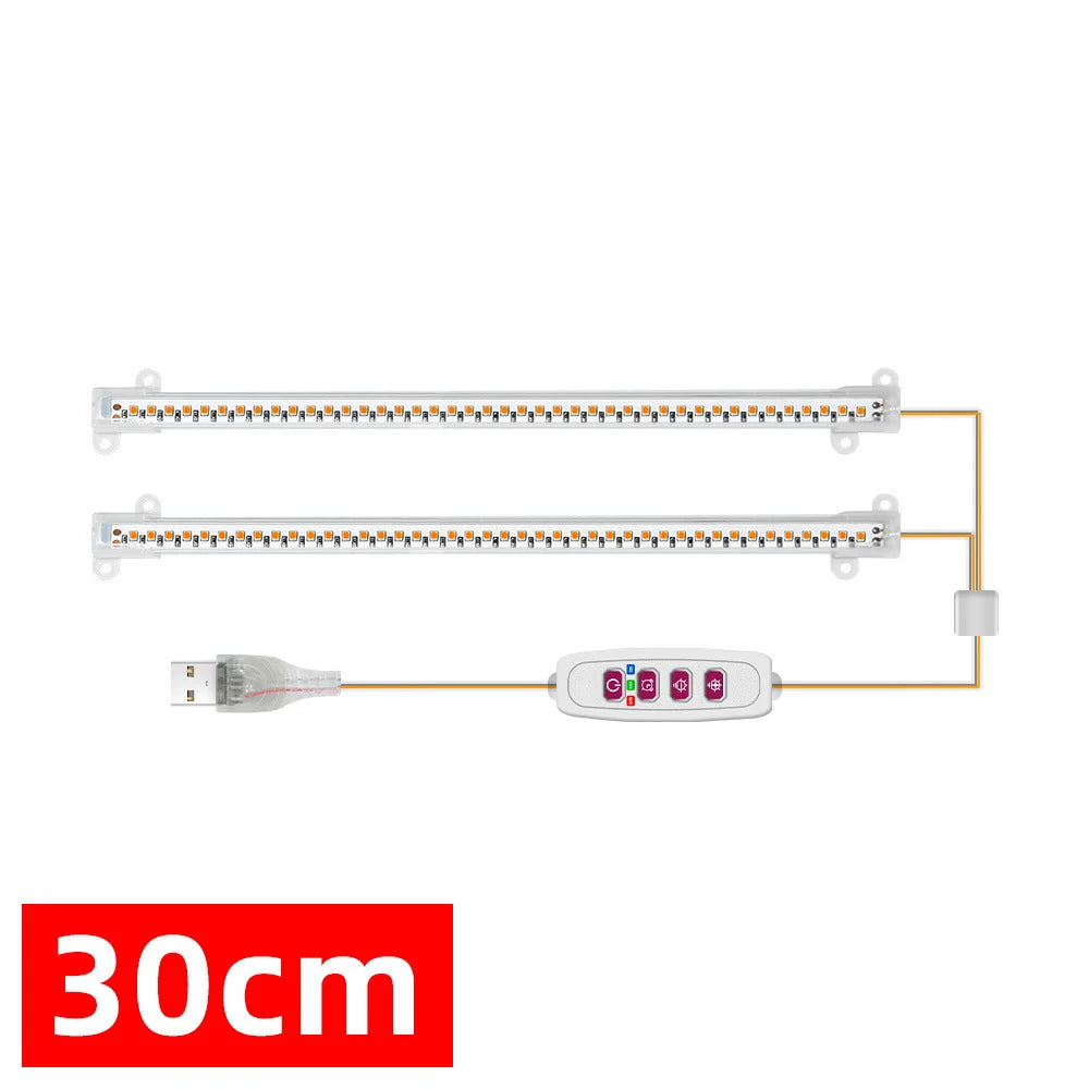 Tiras de luz LED para cultivo de plantas de interior, 1/2/3/4 LED, lámpara fito con USB de espectro completo, temporizador regulable, lámpara para cultivo de plántulas, verduras y flores