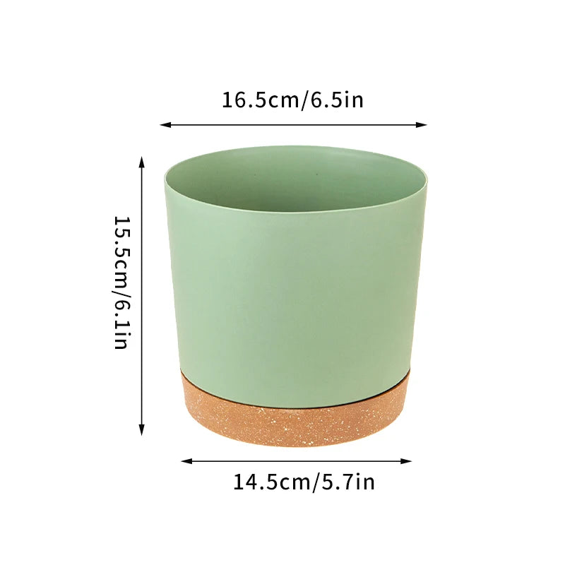 Plastic Flowerpot Circular Large POTS Balcony Courtyard Bonsai Potted Succulent Planter with Drainage Tray Home Decoration