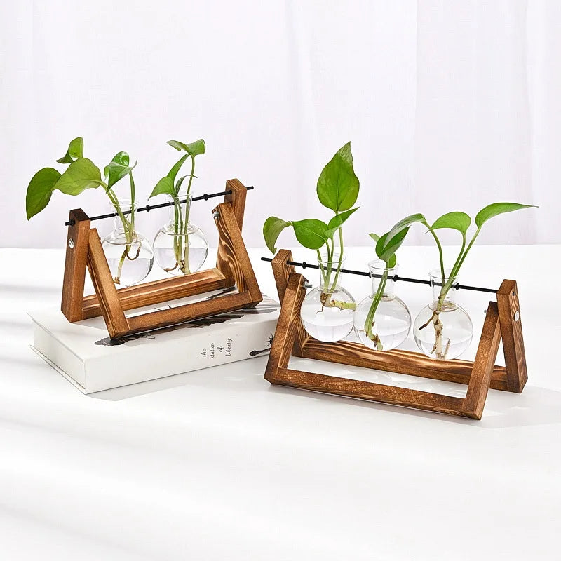 Soporte para jarrones de madera, soporte para plantas hidropónicas, decoración del hogar, soporte para jarrones creativo, soporte para jarrones de vidrio, soporte para flores de madera maciza