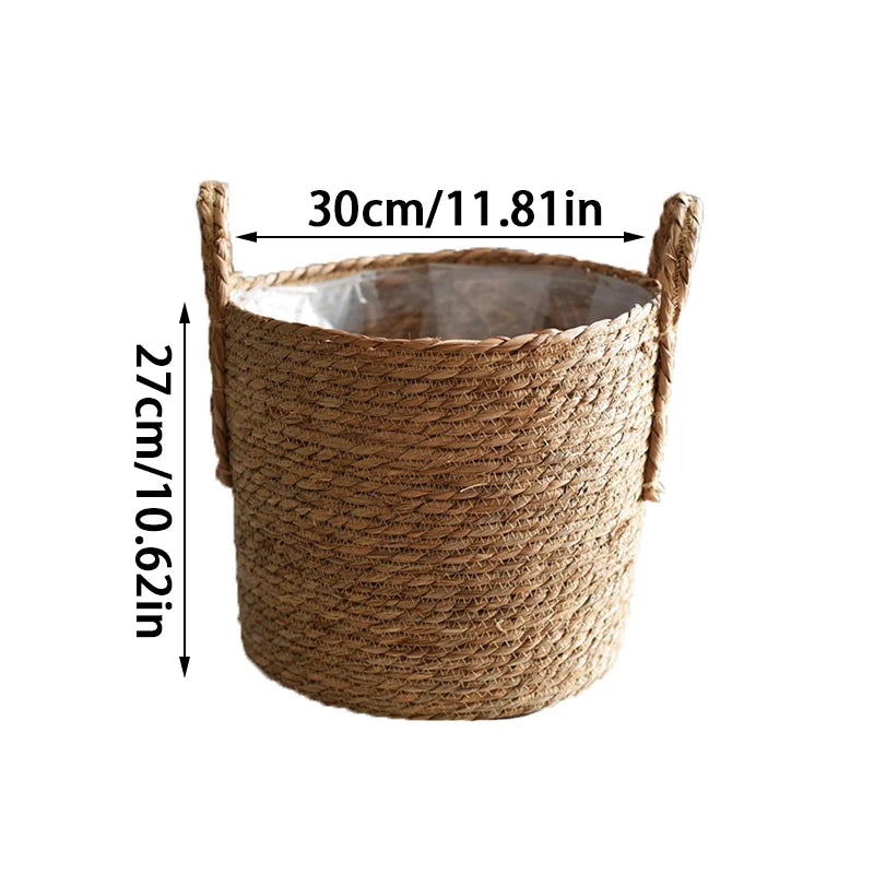 1PC Nordic Handmade Straw Woven Flower Pot Planter